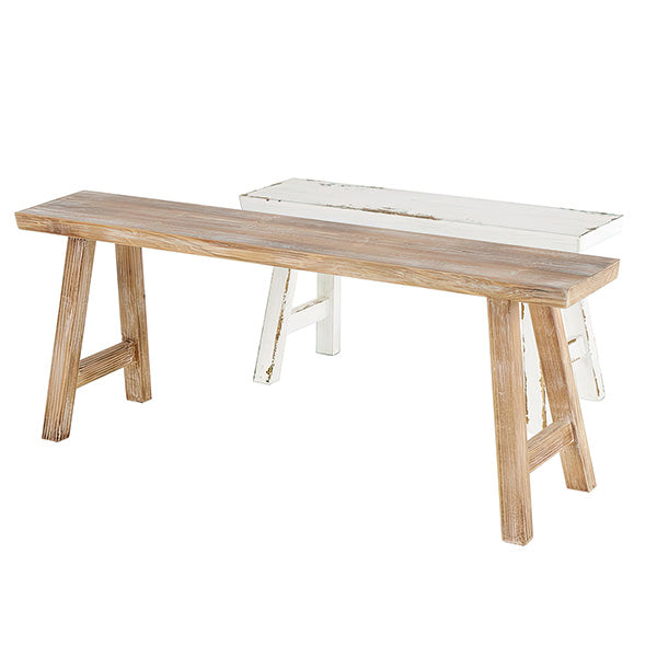 Distressed Antique Inspired Wooden Bench, Set of Two