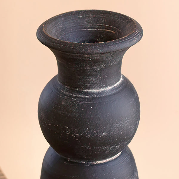 Hand Sculpted Black Clay Vases, Set of 5