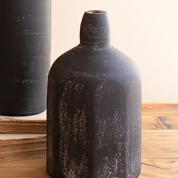 Hand Sculpted Black Clay Vases, Set of 5