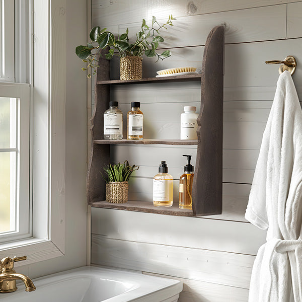 31 Inch 2 Tier Wooden Hanging Shelf