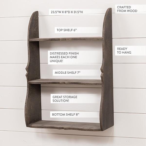 31 Inch 2 Tier Wooden Hanging Shelf