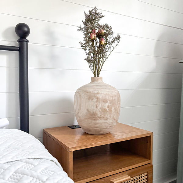 Carved Bulb Wooden Vases, Set of 5