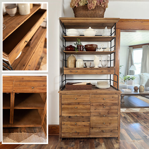Old Pine Baker's Rack with Cabinet