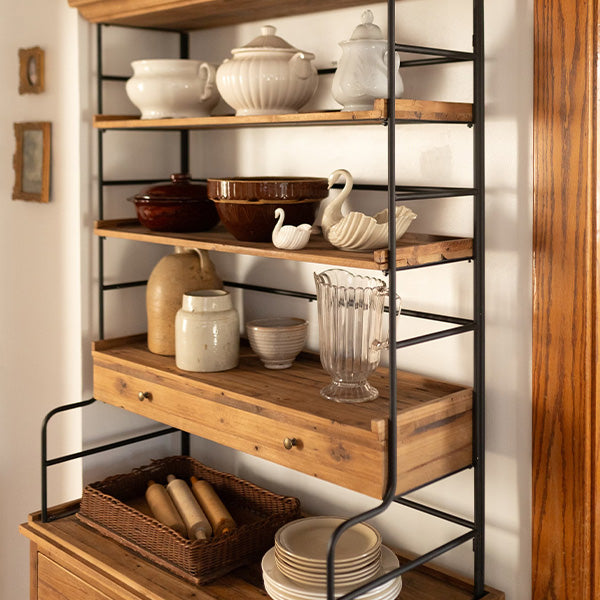 Old Pine Baker's Rack with Cabinet