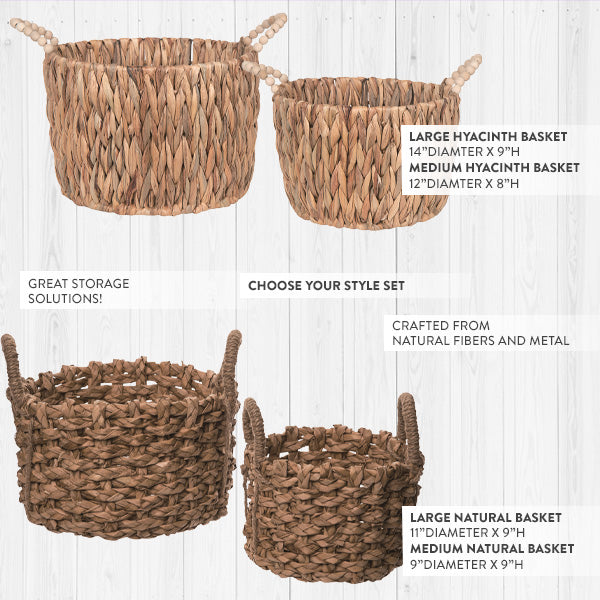 Woven Basket, Set of 2, Choose Your Style