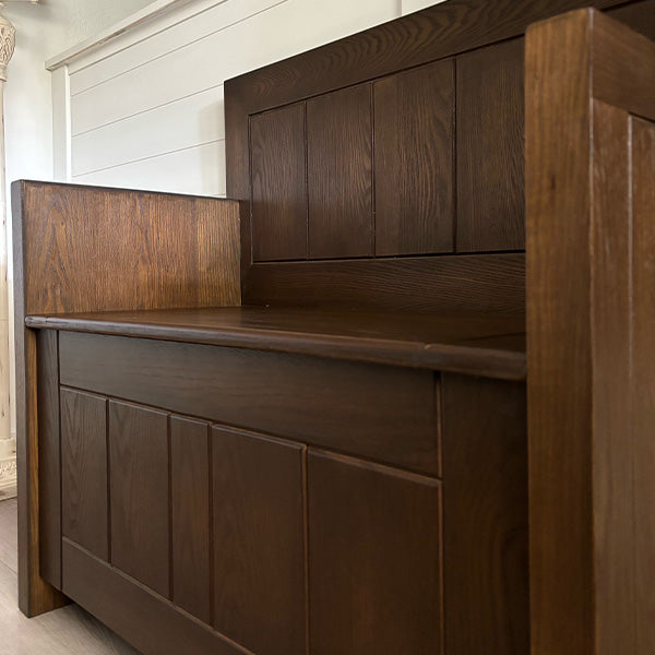 High Back Wooden Bench with Storage