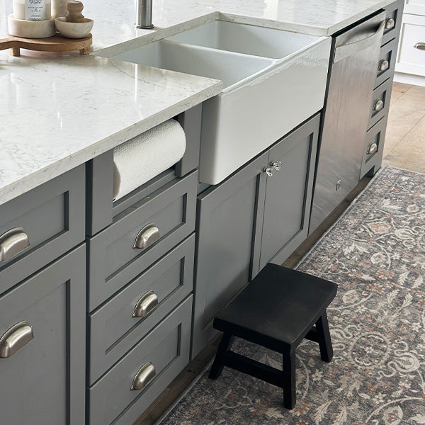 Antique Replica Black Wooden Step Stool