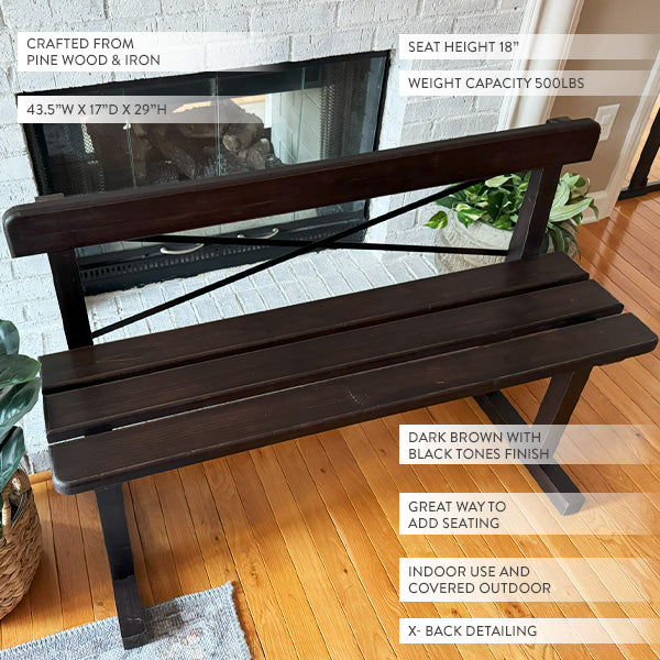 Antique Inspired Wooden Dining Bench