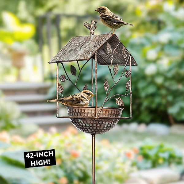 42 Inch Iron Bird Feeder with Yard Stake