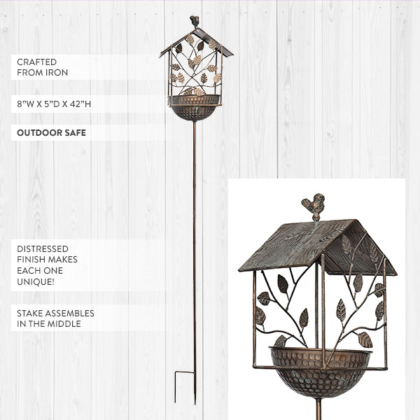 42 Inch Iron Bird Feeder with Yard Stake