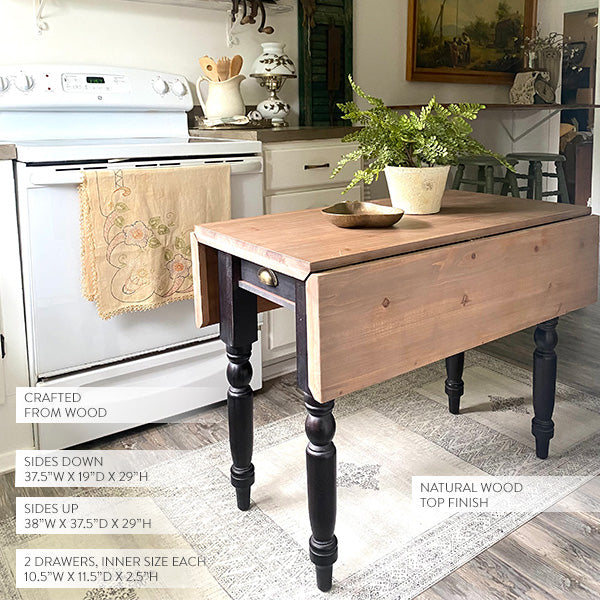 19th Century Inspired Farmhouse Leaf Dining Table