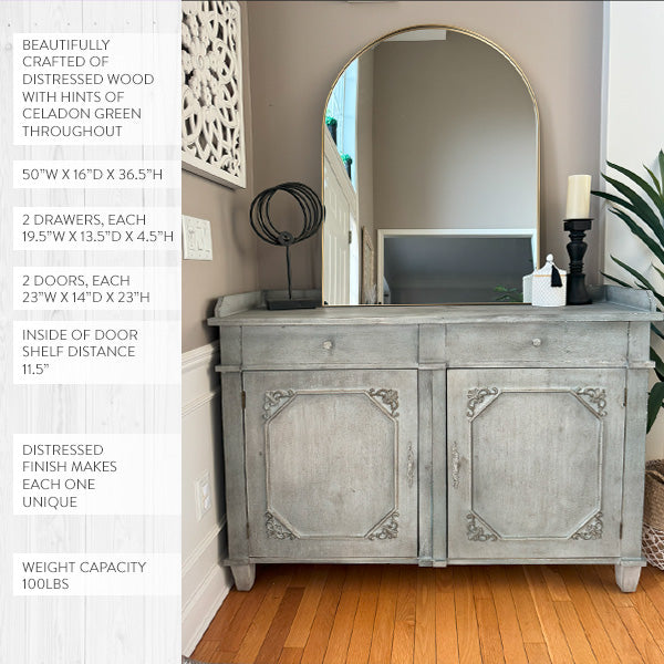 Antique Inspired Butler's Buffet Cabinet with Drawers