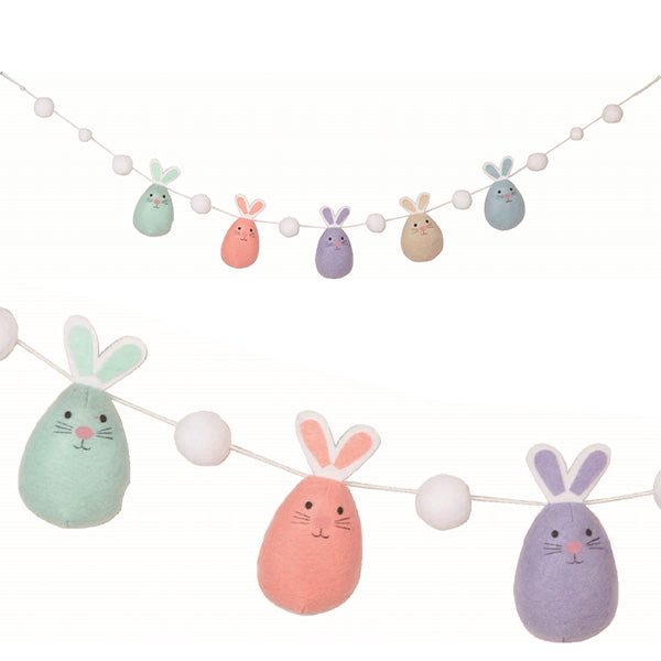 48 Inch Easter Plush Pom-Pom Bunny Banner