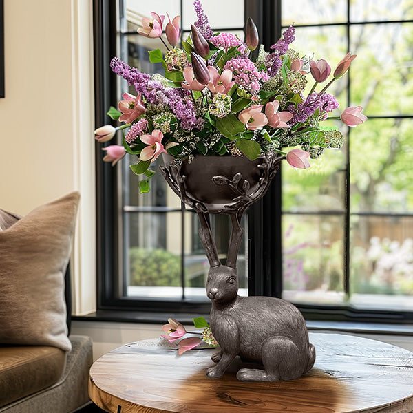 Bronze Bunny Decor with Bowl | Brilliant Centerpiece Collection