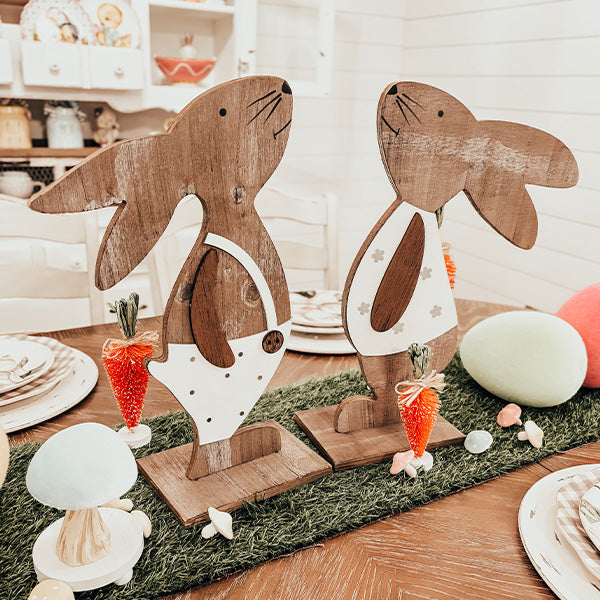 Boy & Girl Bunny Easter Decorations, Set of 2, Choose Your Style
