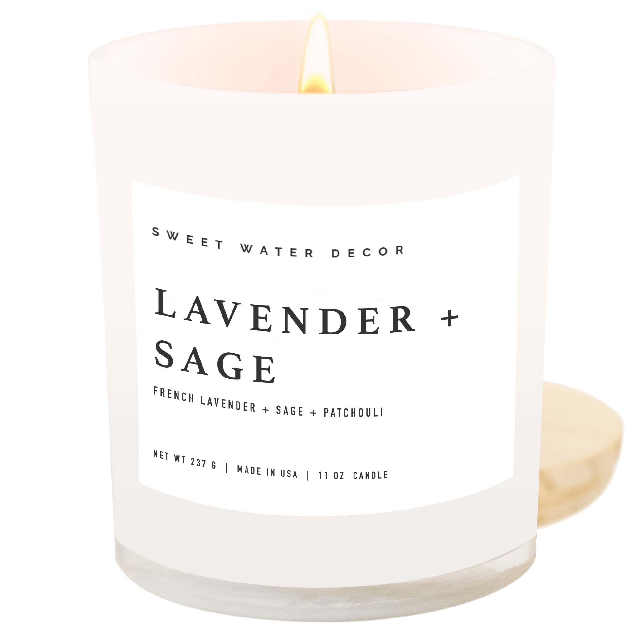 Lavender and Sage Soy Candle - White Jar - 11 oz