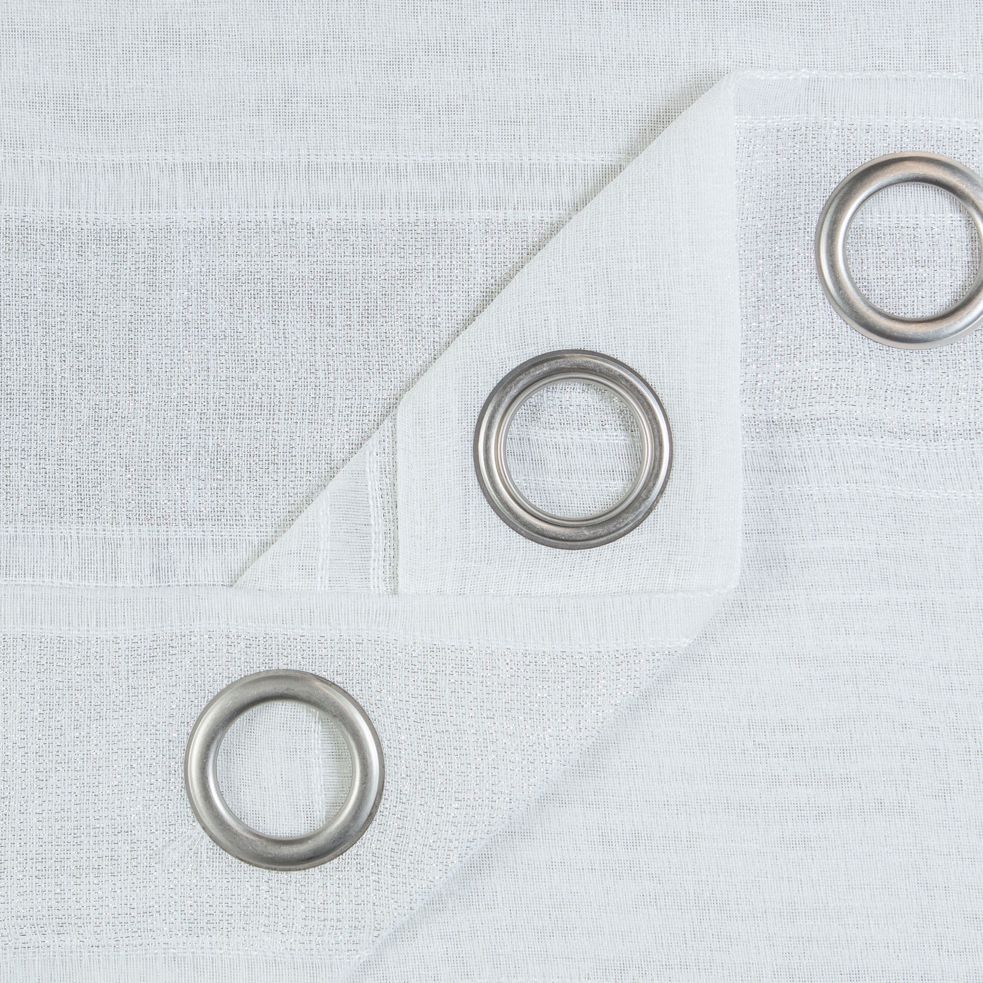 Shimmer Stripe Faux Linen Sheer Grommet Curtains-Tolkye