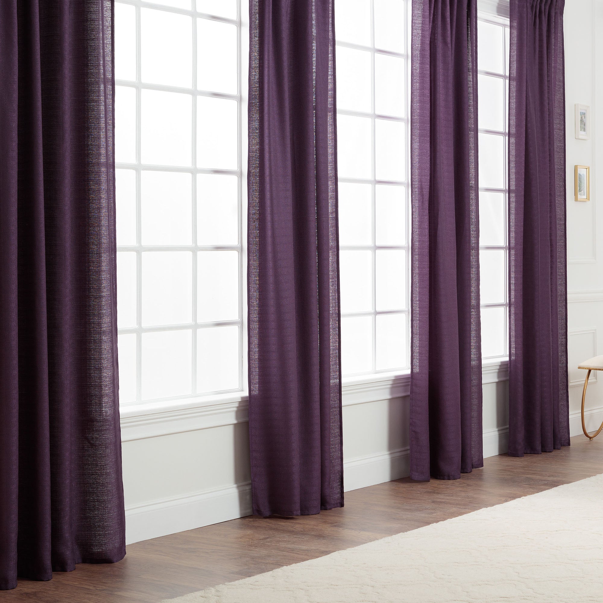 Faux Belgian Flax Solid Curtains-Tolkye