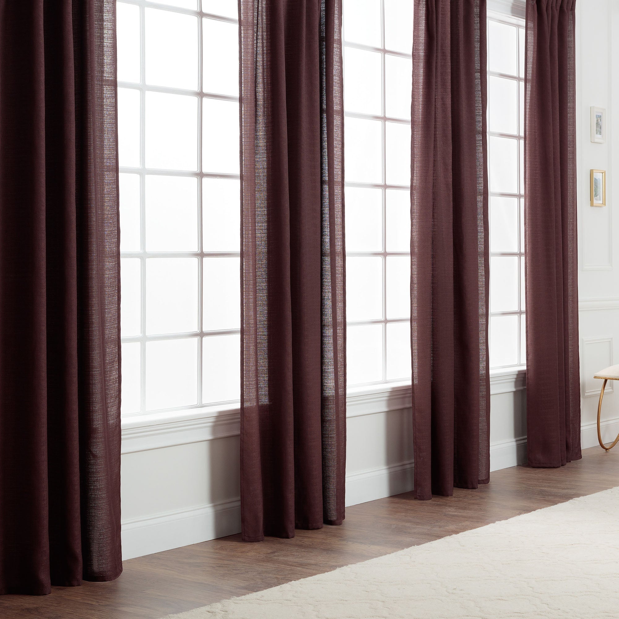 Faux Belgian Flax Solid Curtains-Tolkye