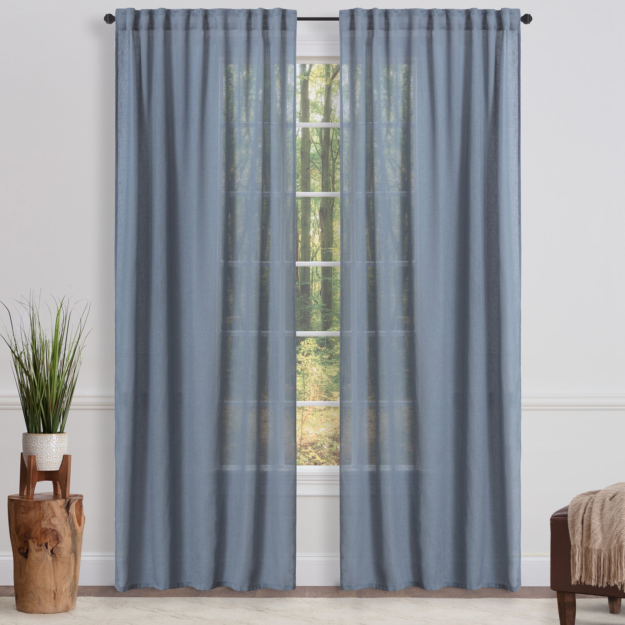 Faux Belgian Flax Solid Curtains-Tolkye