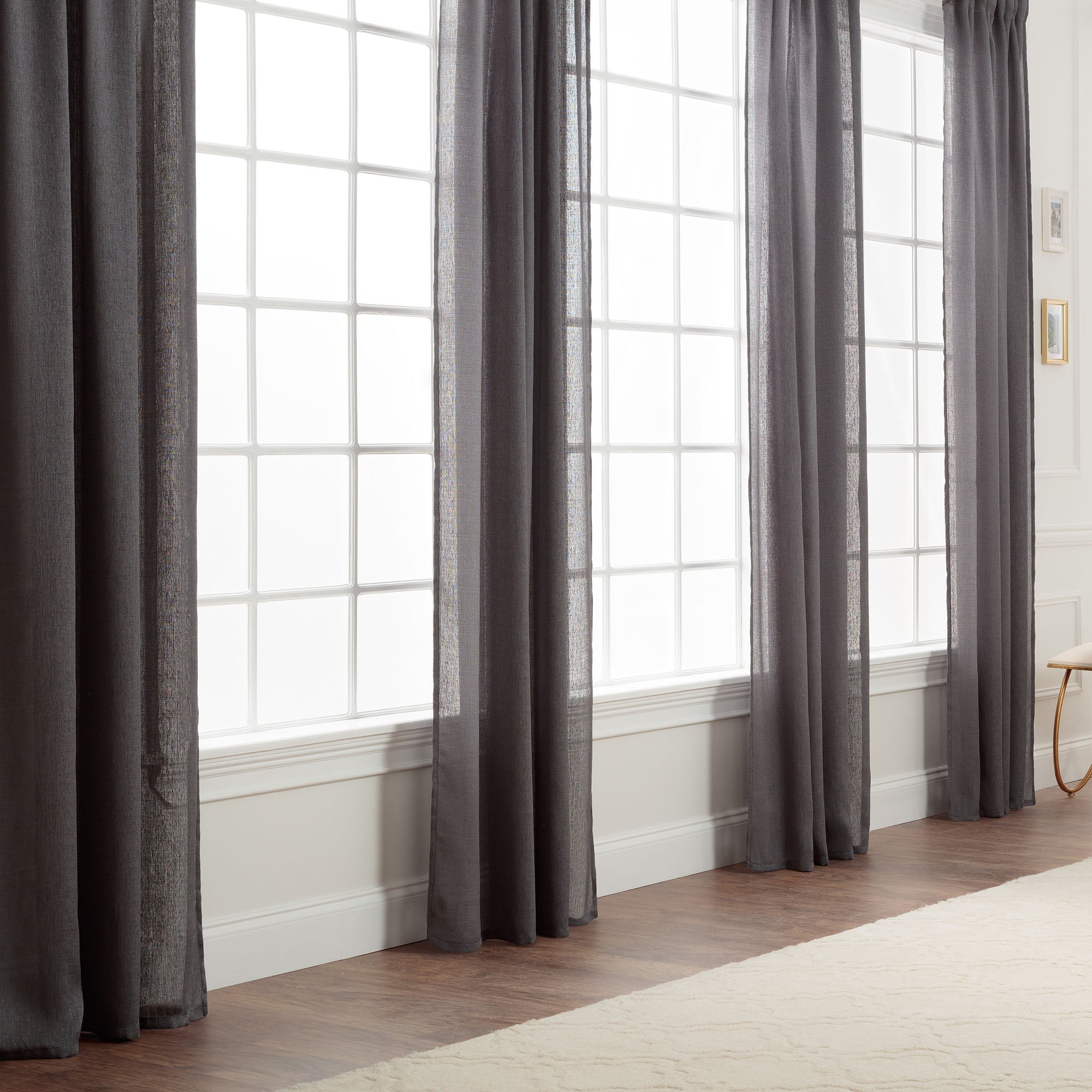 Faux Belgian Flax Solid Curtains-Tolkye
