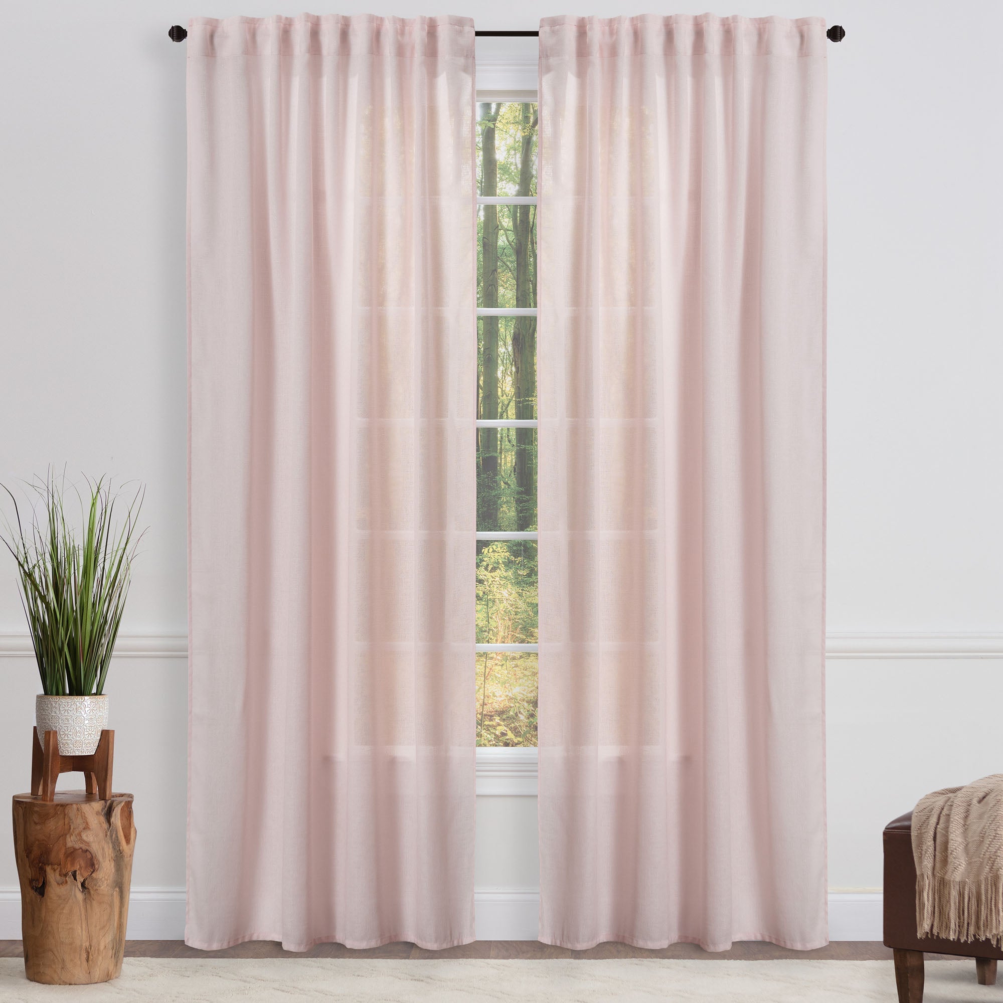 Faux Belgian Flax Solid Curtains-Tolkye