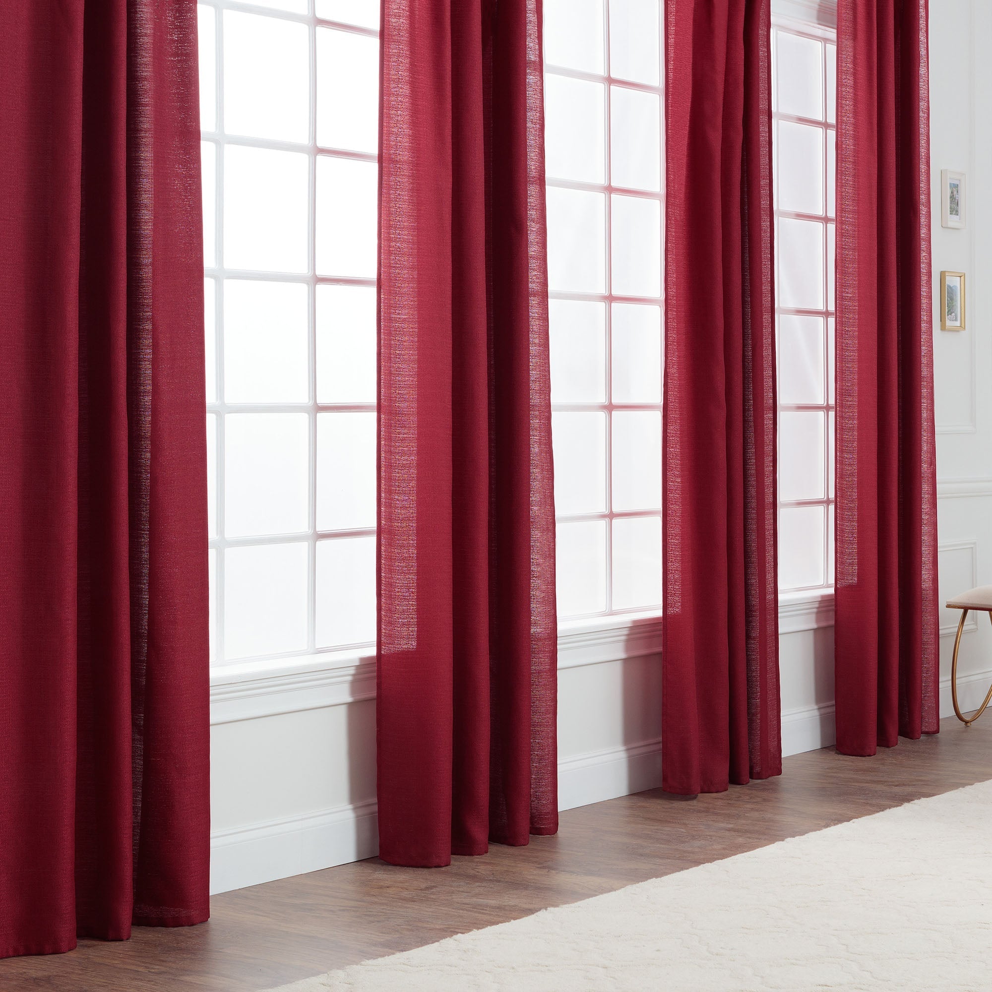 Faux Belgian Flax Solid Curtains-Tolkye