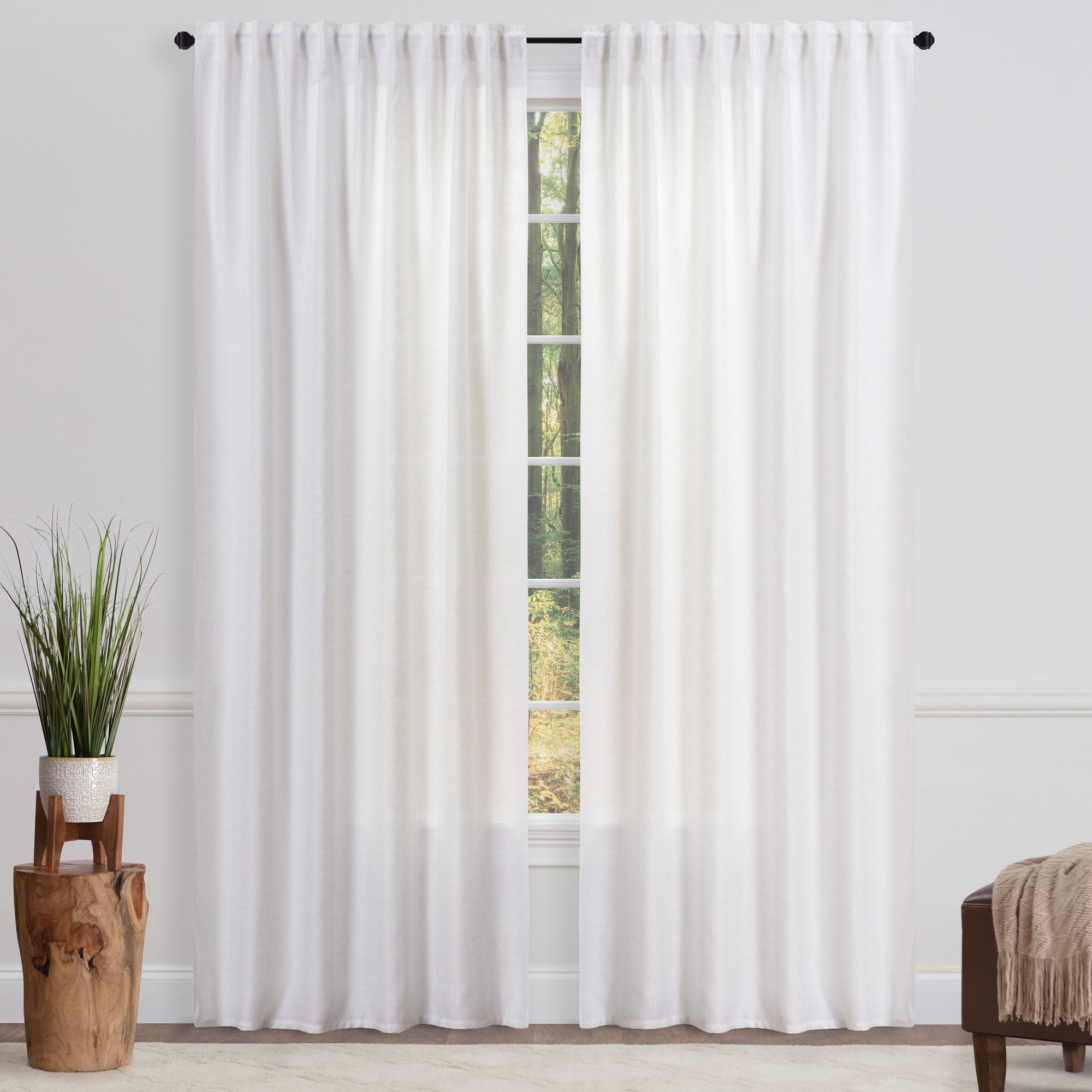 Faux Belgian Flax Solid Curtains-Tolkye