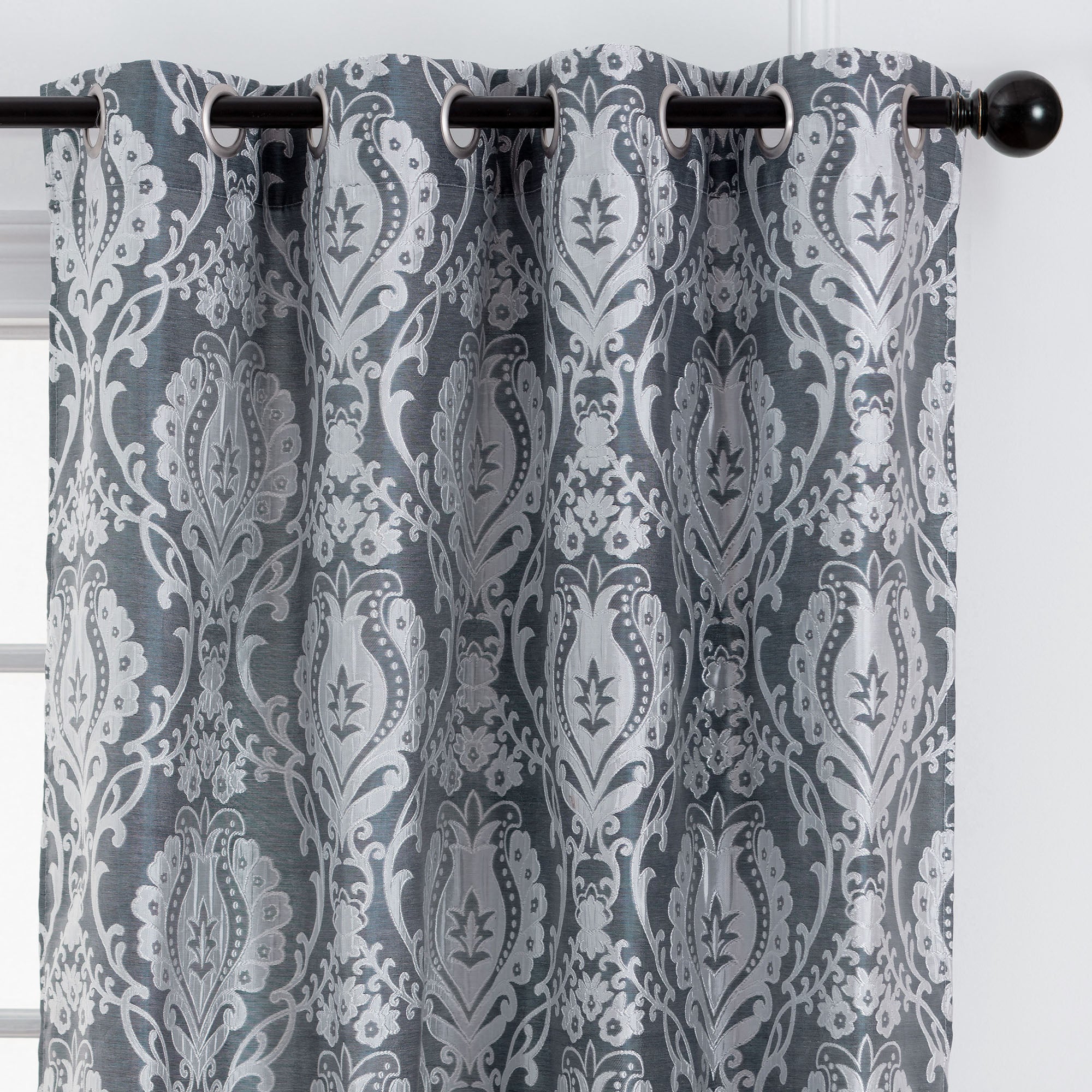 Damask Jacquard Grommet Curtains-Tolkye