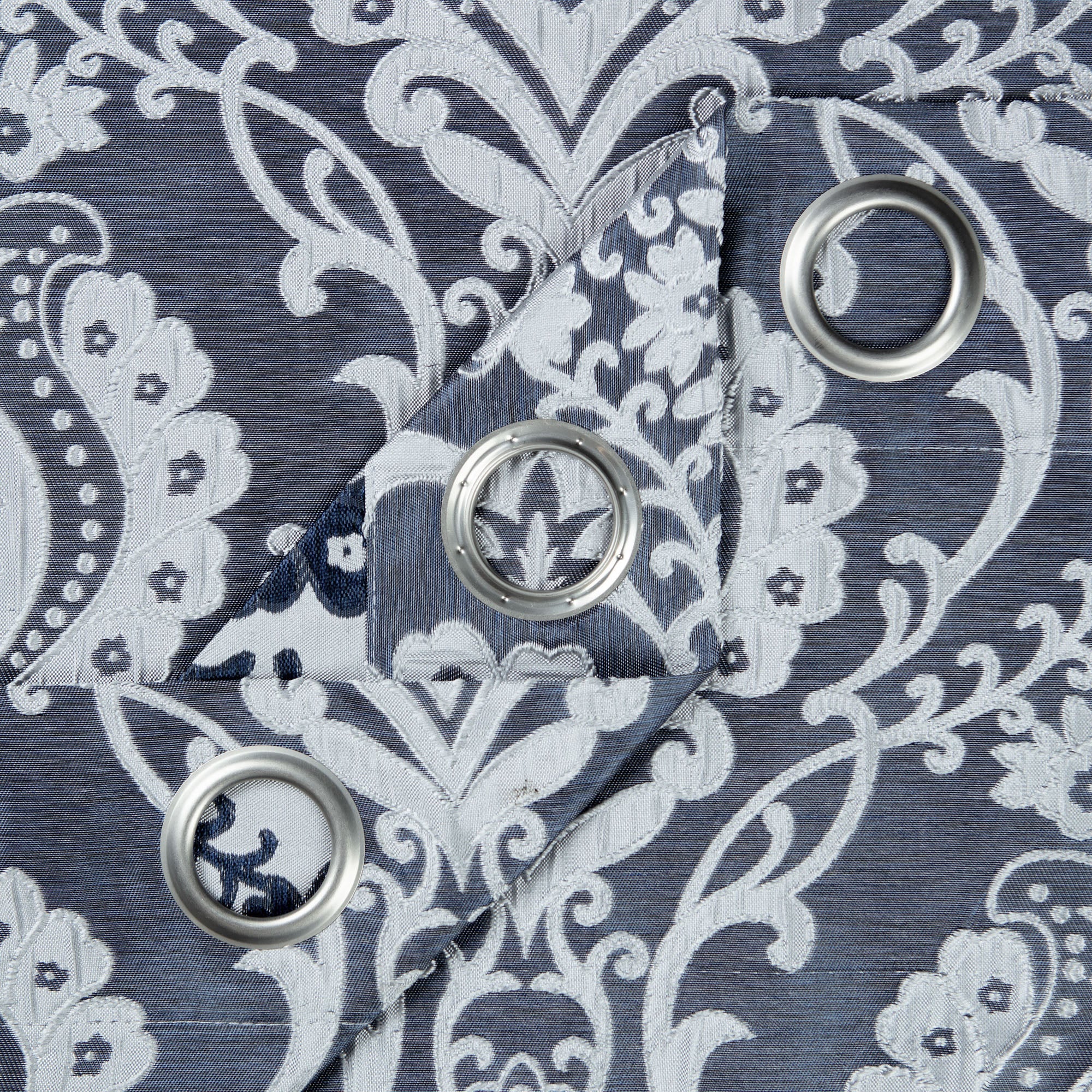 Damask Jacquard Grommet Curtains-Tolkye