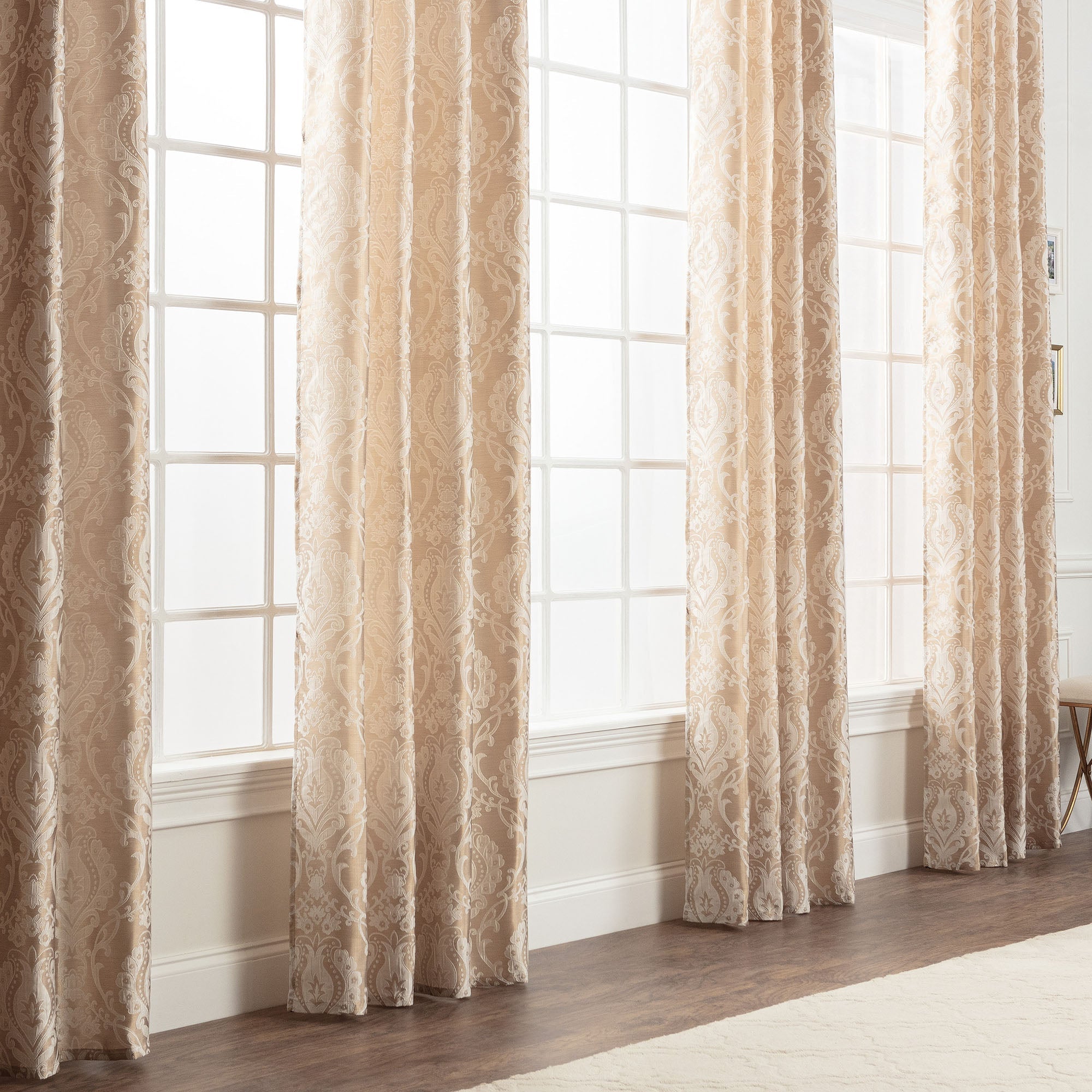 Damask Jacquard Grommet Curtains-Tolkye