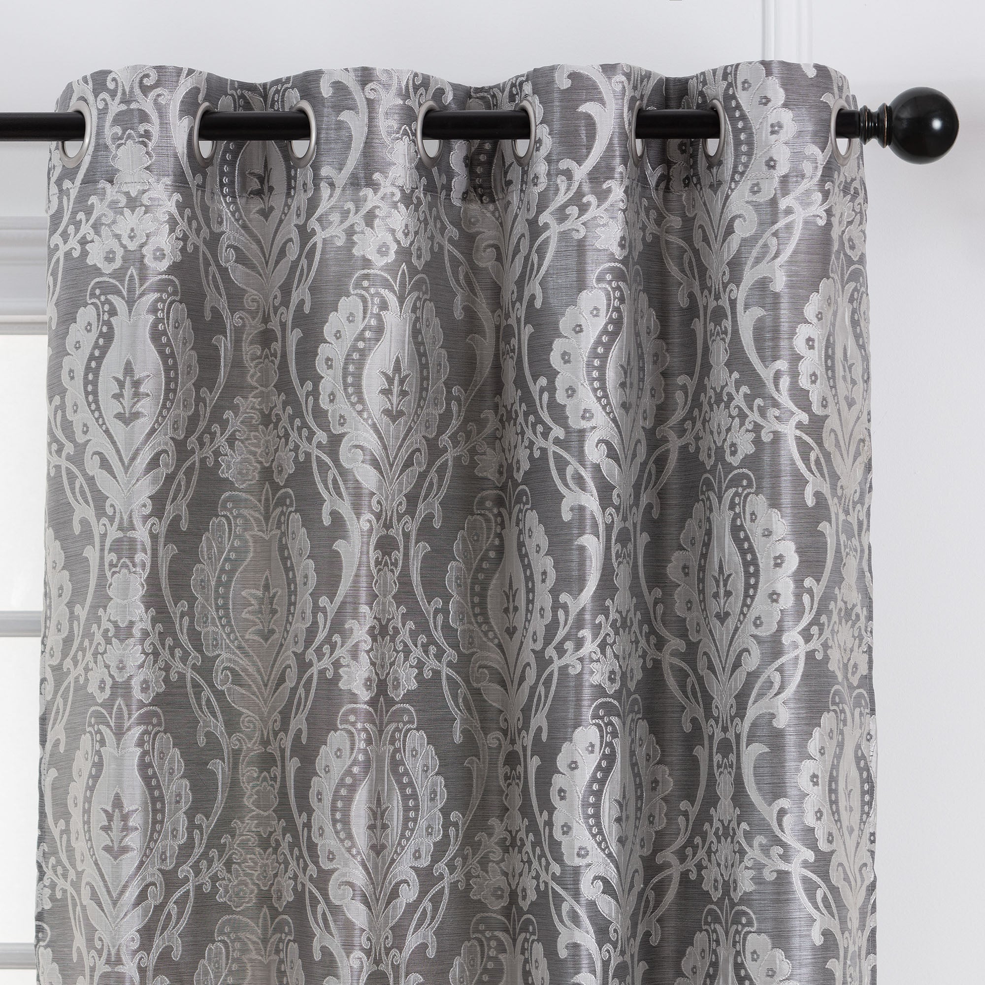 Damask Jacquard Grommet Curtains-Tolkye