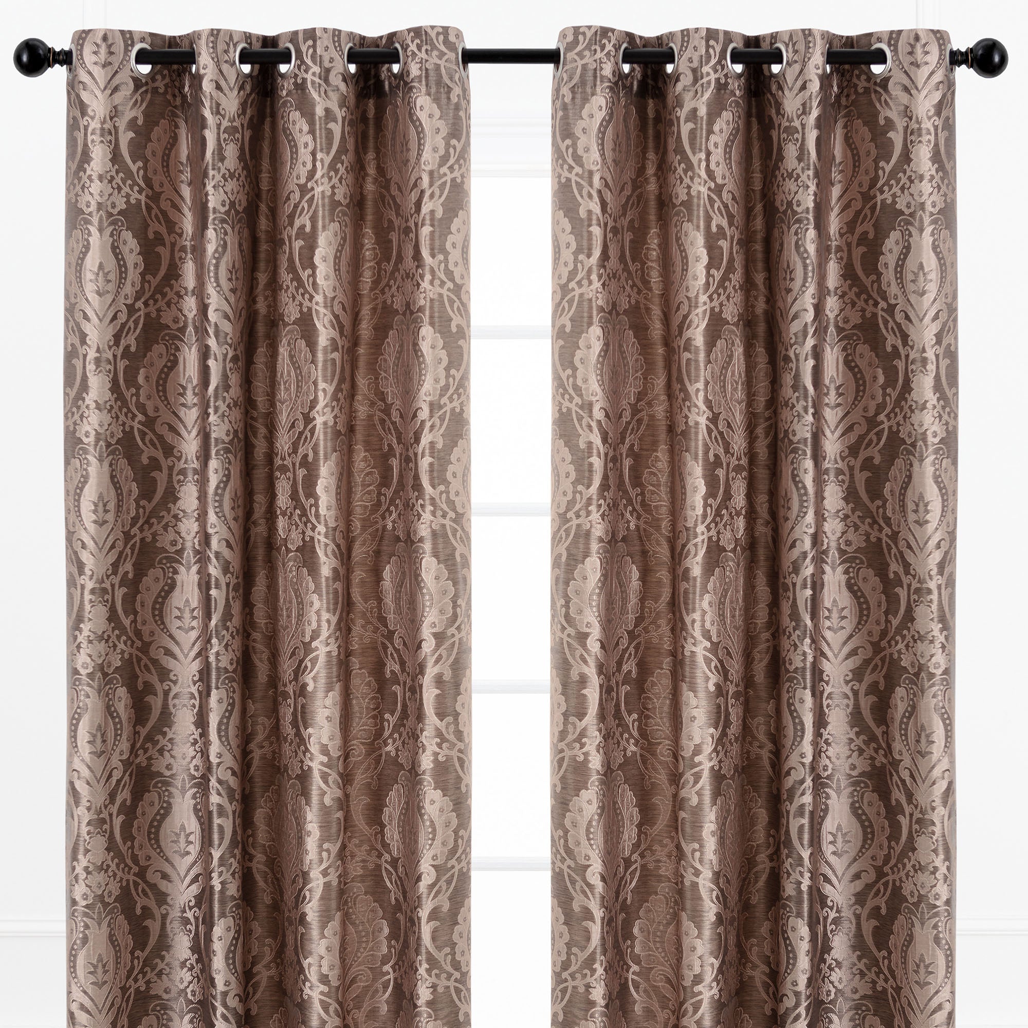 Damask Jacquard Grommet Curtains-Tolkye
