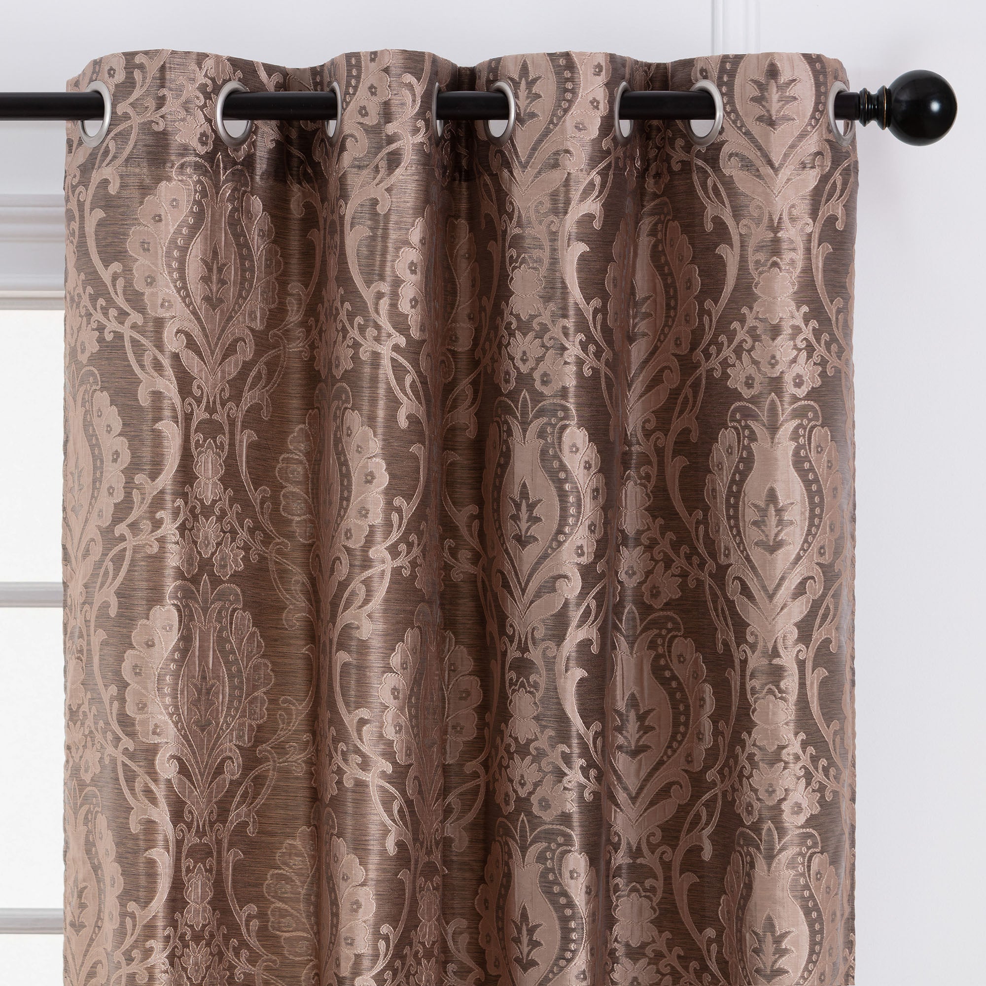 Damask Jacquard Grommet Curtains-Tolkye
