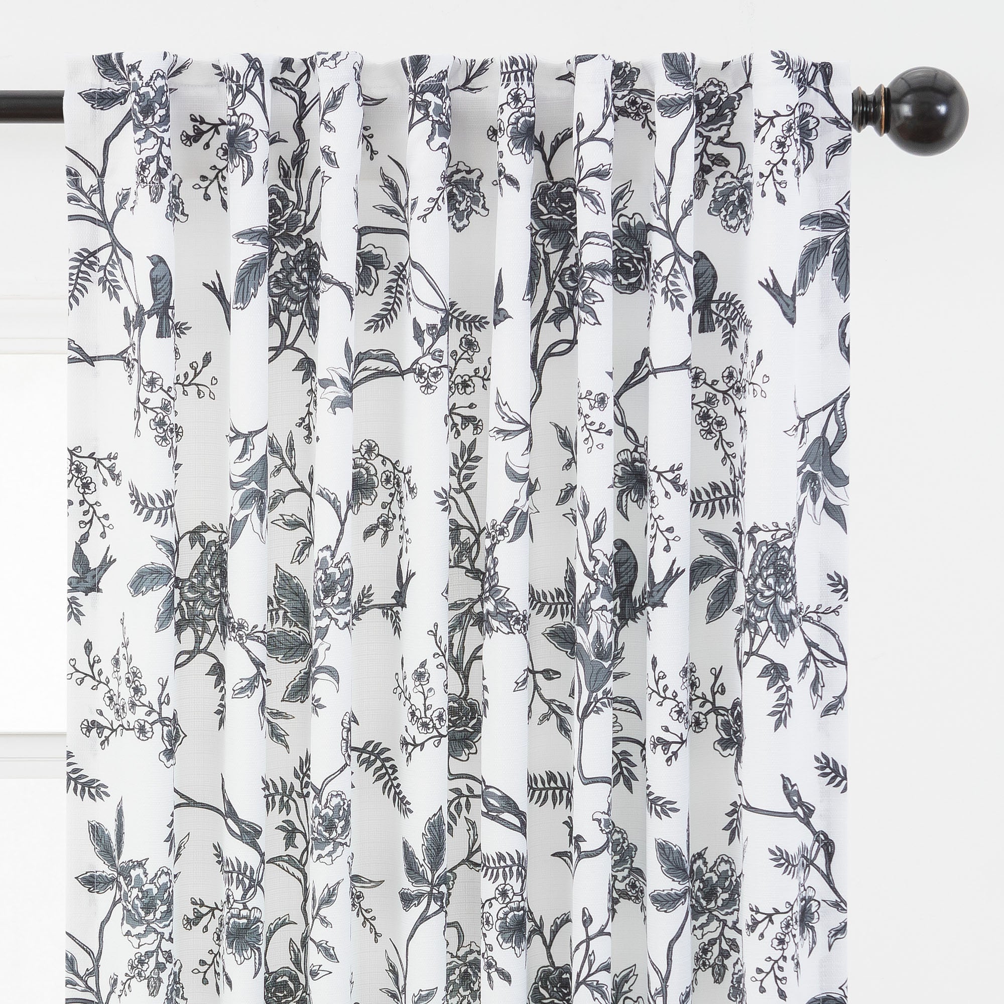 Faux Linen Toile Room Darkening Curtains-Tolkye