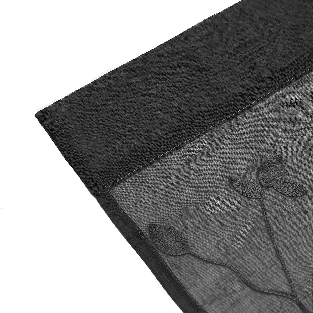 Embroidered Vine Sheer Rod Pocket Curtains-Tolkye