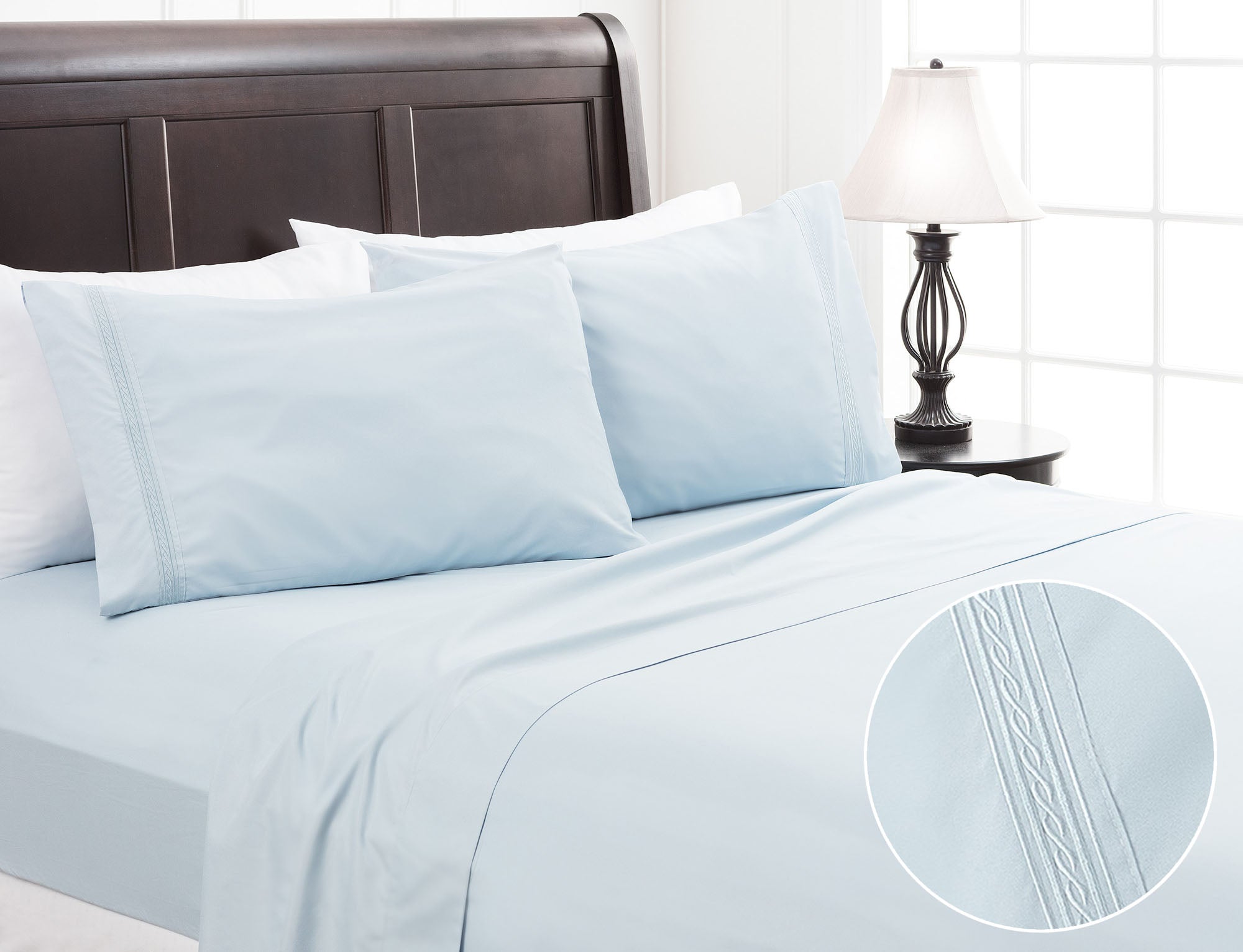 Solid Embroidered Sheets Set-Tolkye