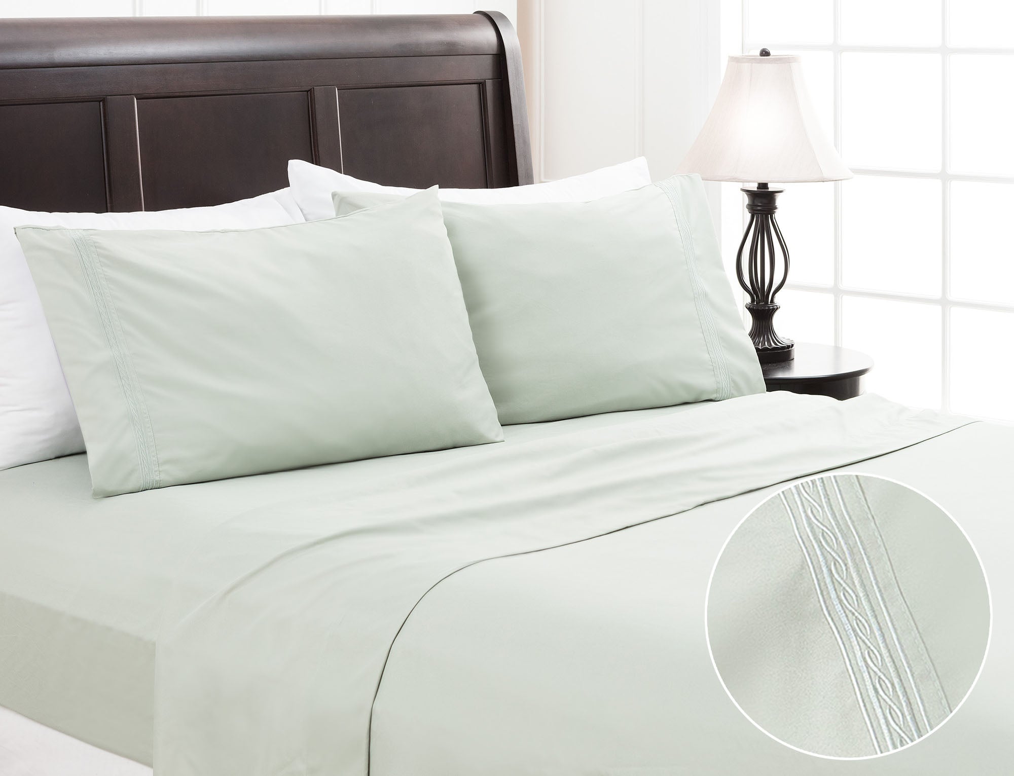 Solid Embroidered Sheets Set-Tolkye