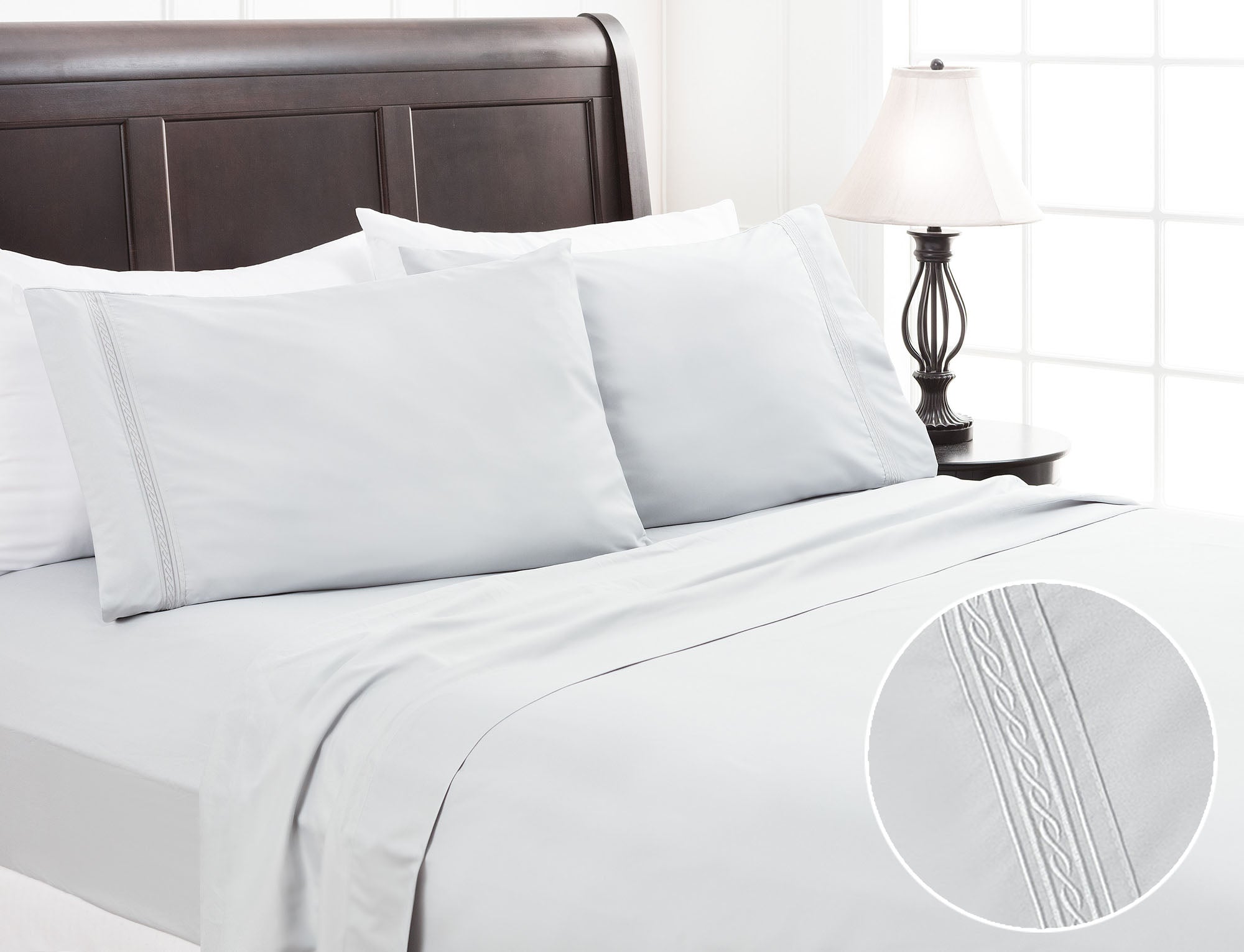 Solid Embroidered Sheets Set-Tolkye