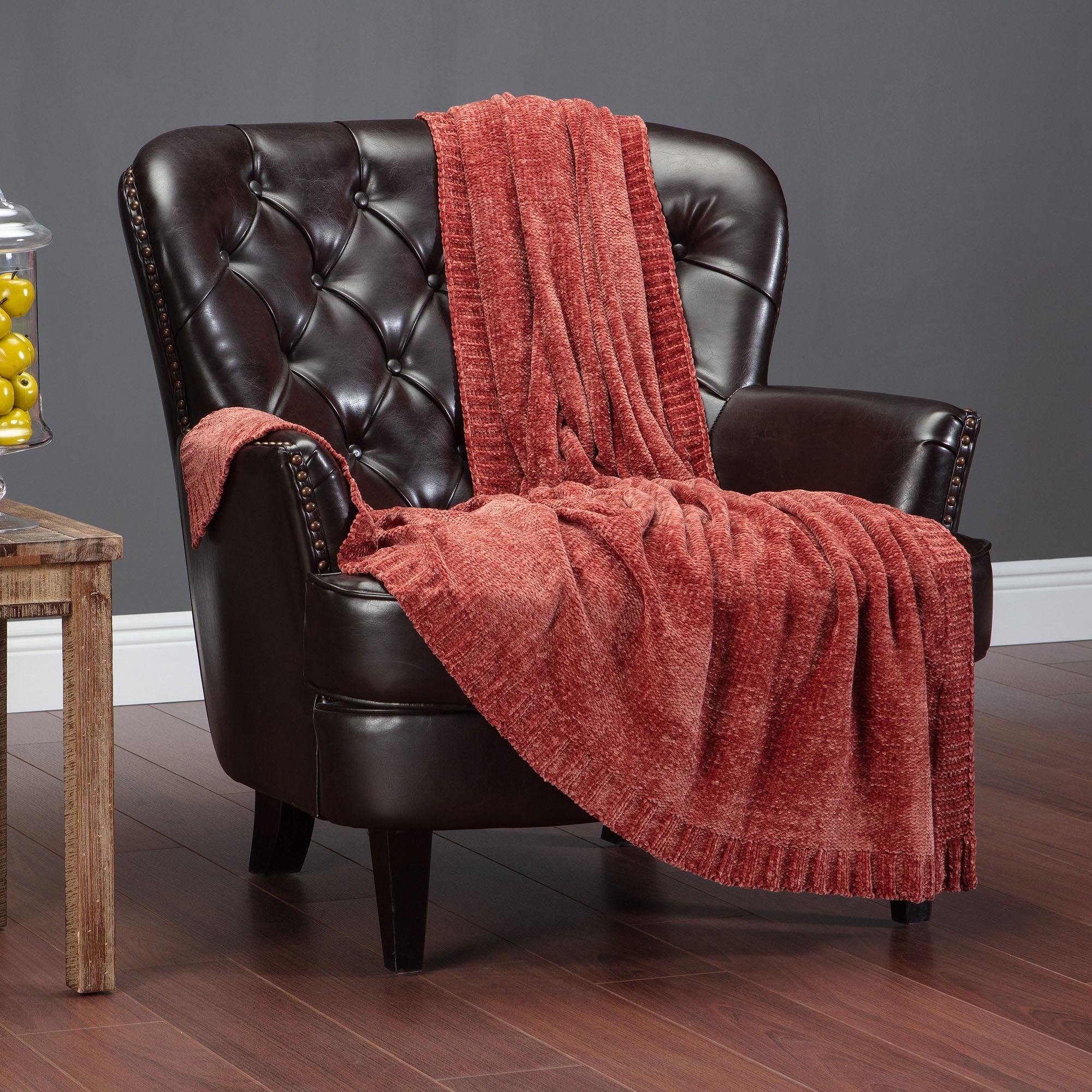 Chenille Luxe Border Throw Blanket-Tolkye