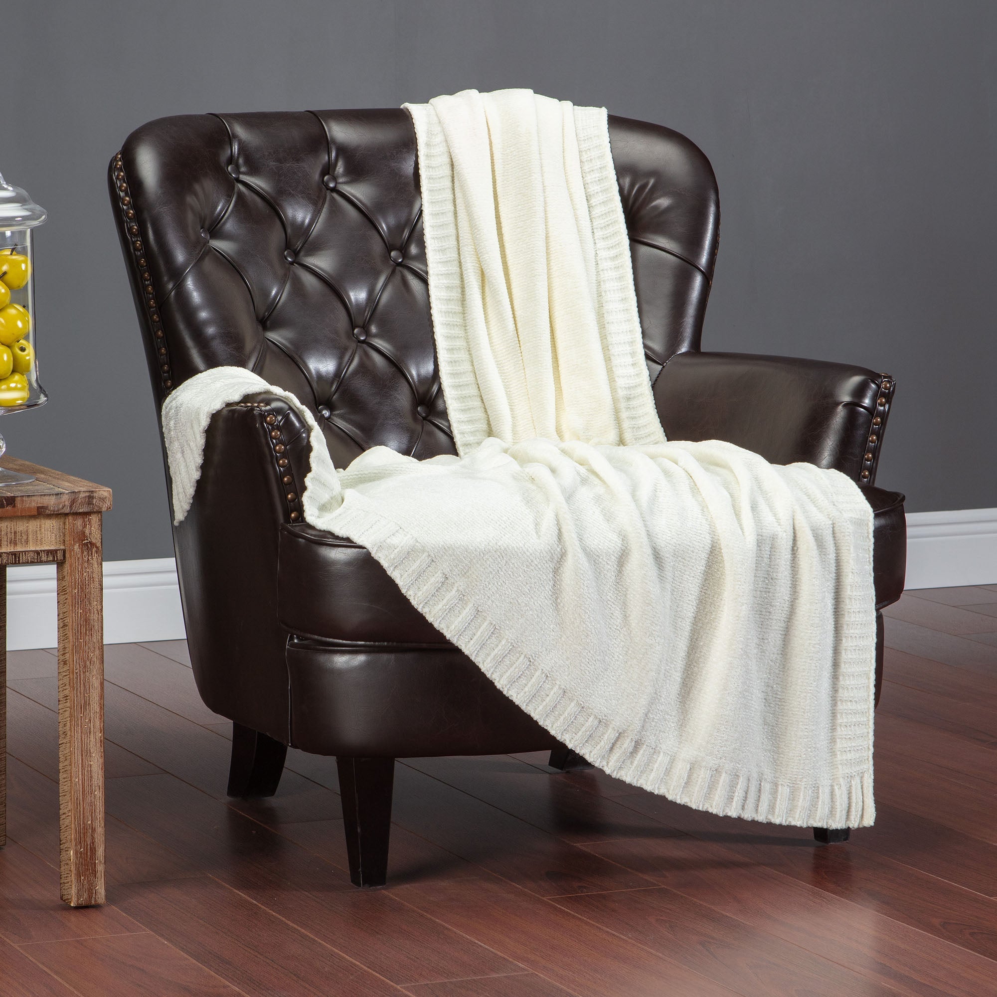 Chenille Luxe Border Throw Blanket-Tolkye