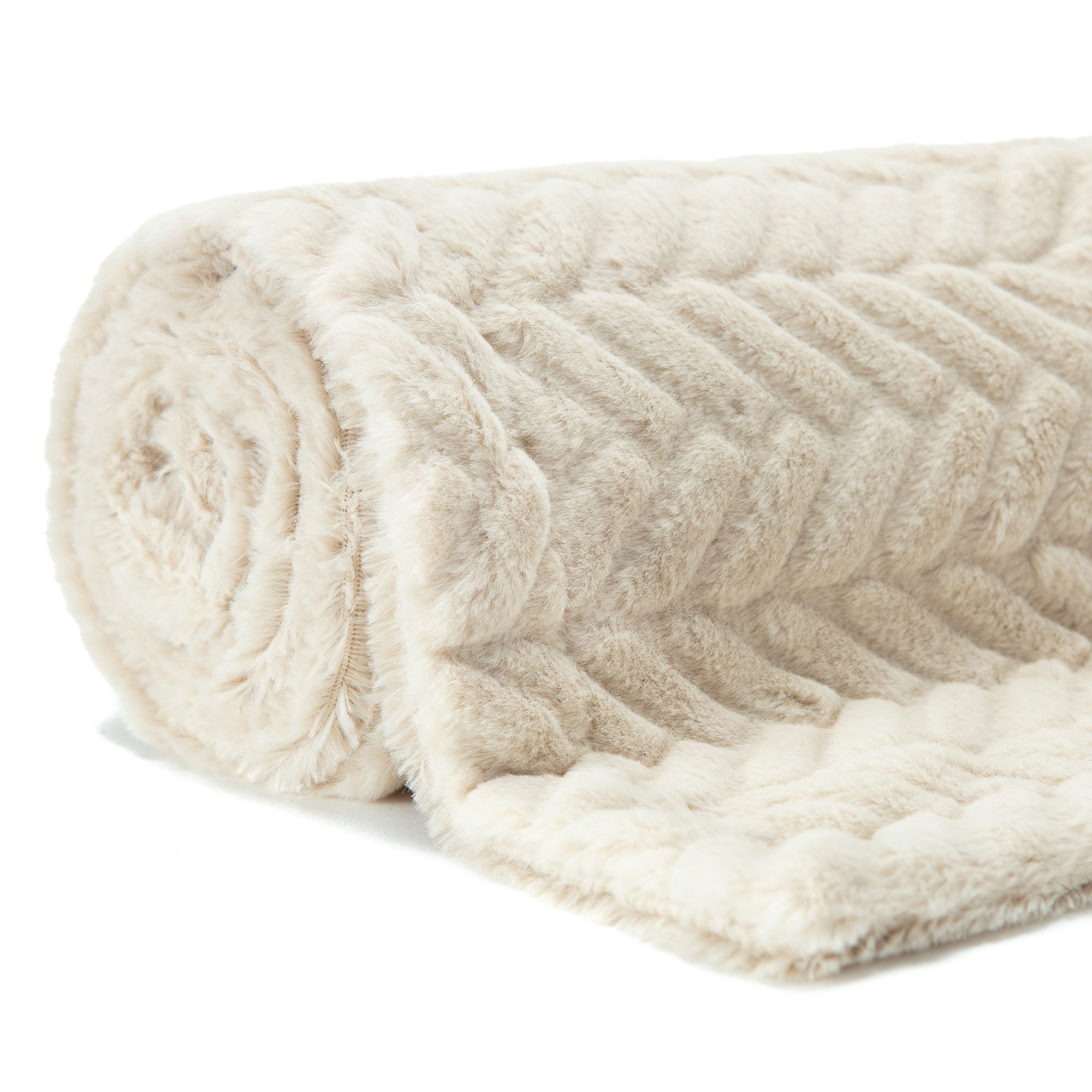 Embossed Faux Fur Throw Blanket-Tolkye