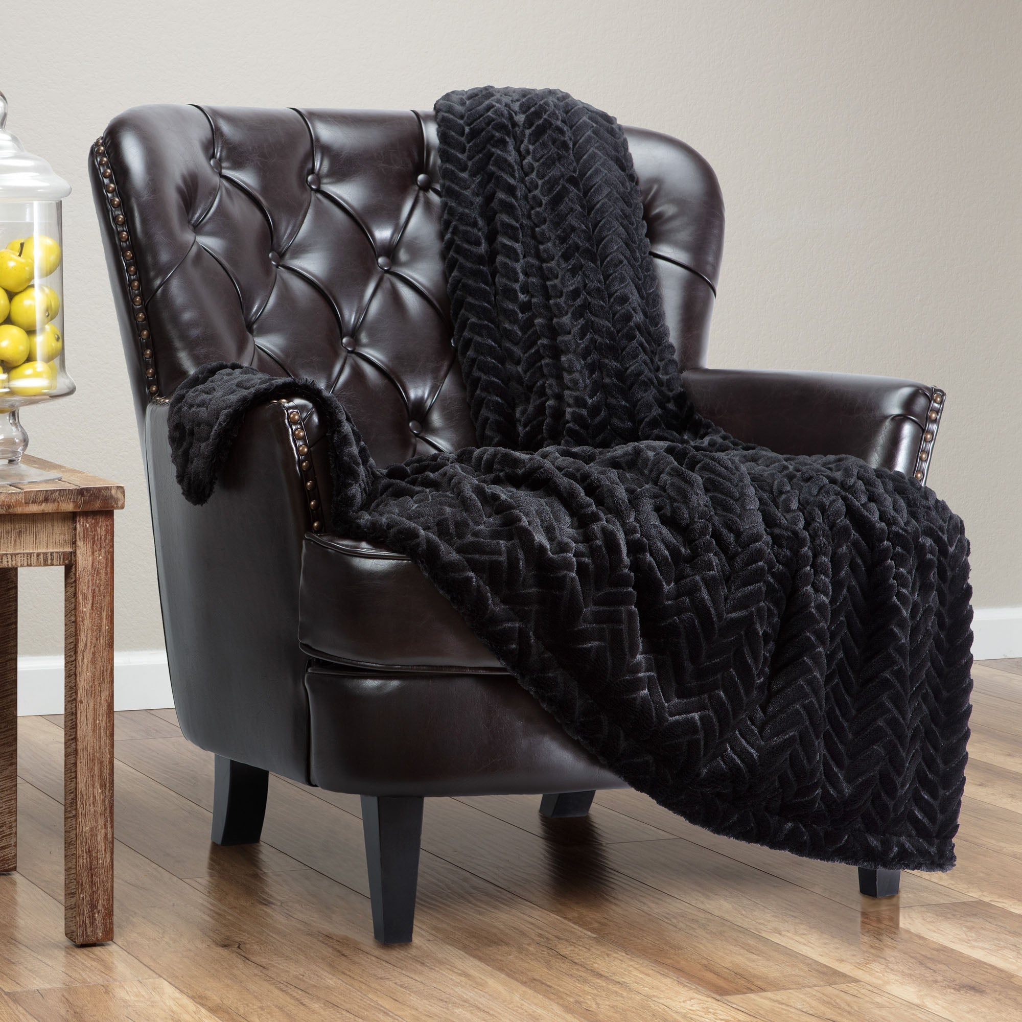 Embossed Faux Fur Throw Blanket-Tolkye