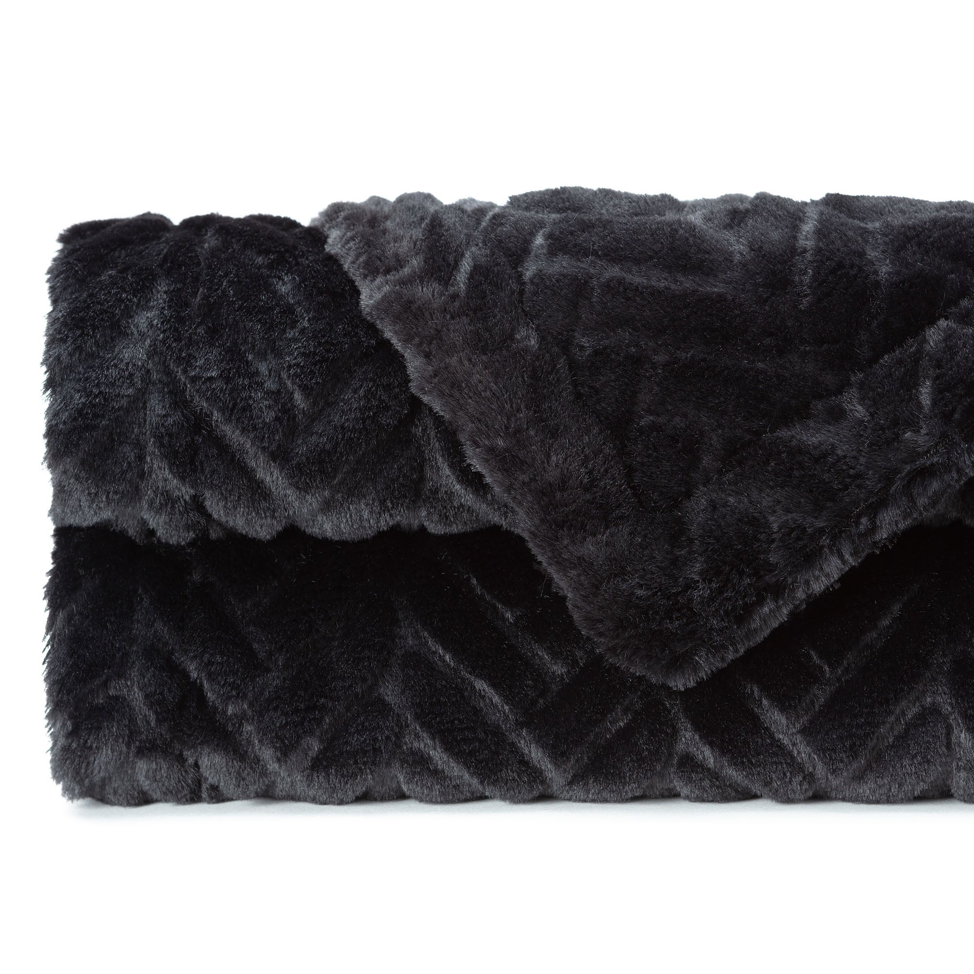 Embossed Faux Fur Throw Blanket-Tolkye