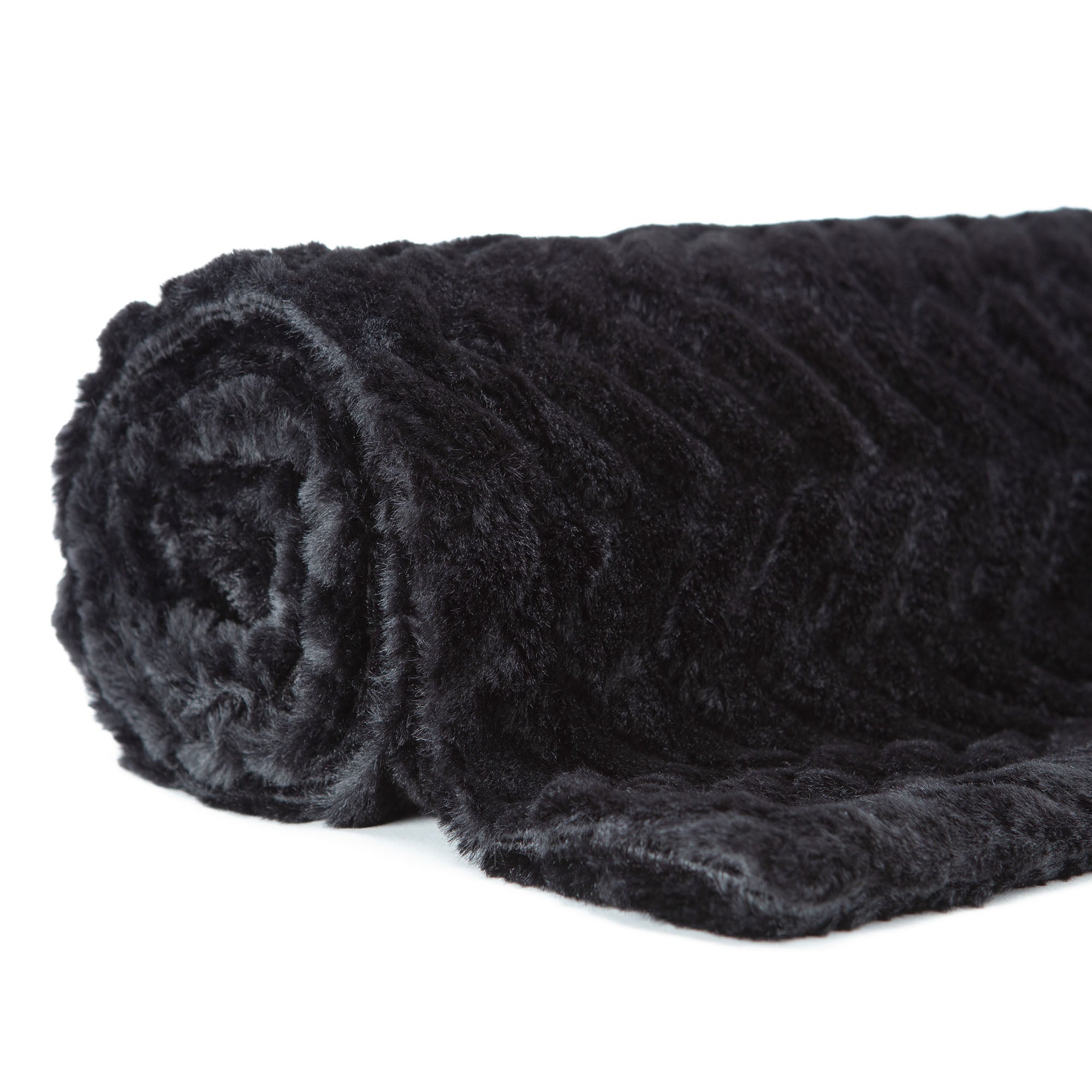 Embossed Faux Fur Throw Blanket-Tolkye