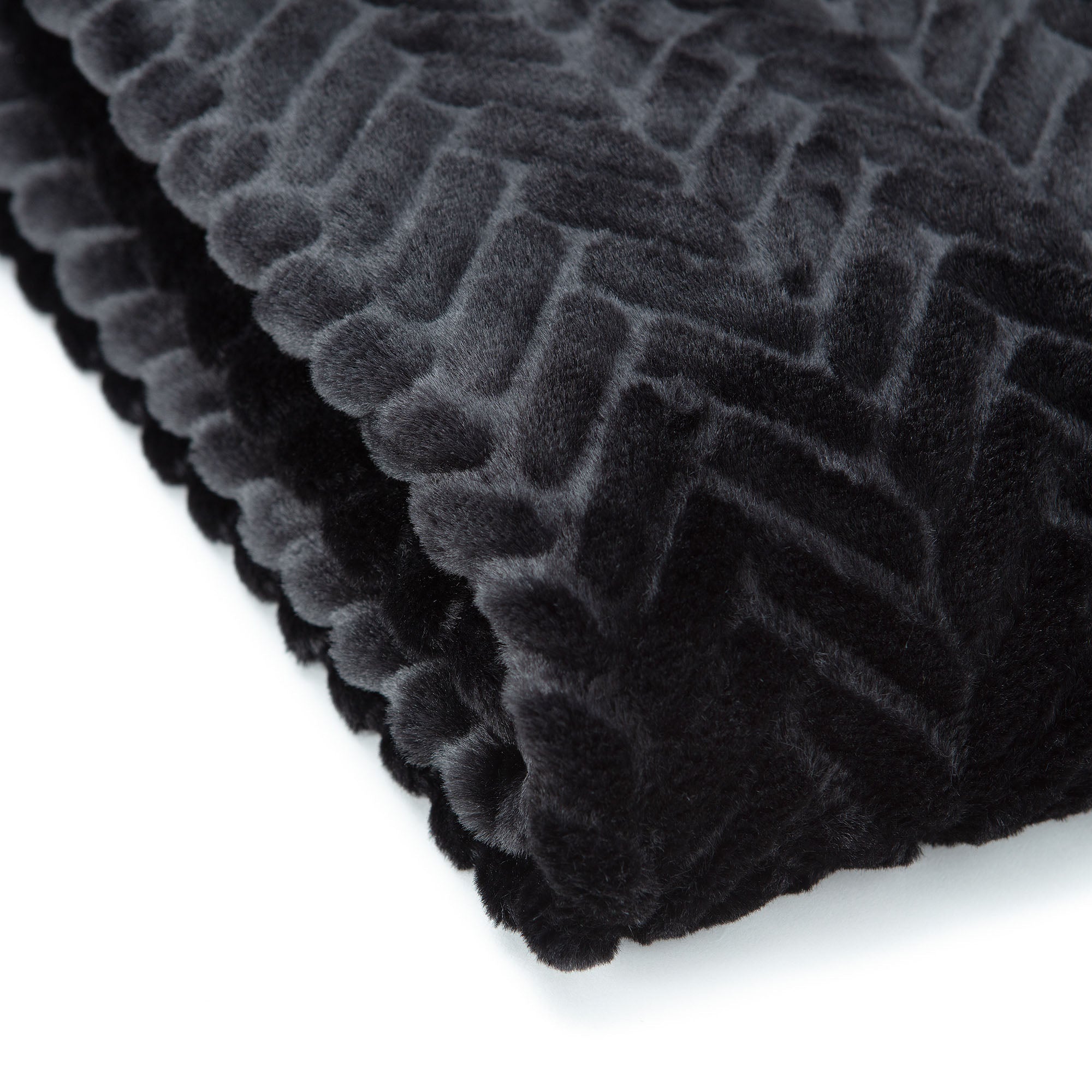 Embossed Faux Fur Throw Blanket-Tolkye
