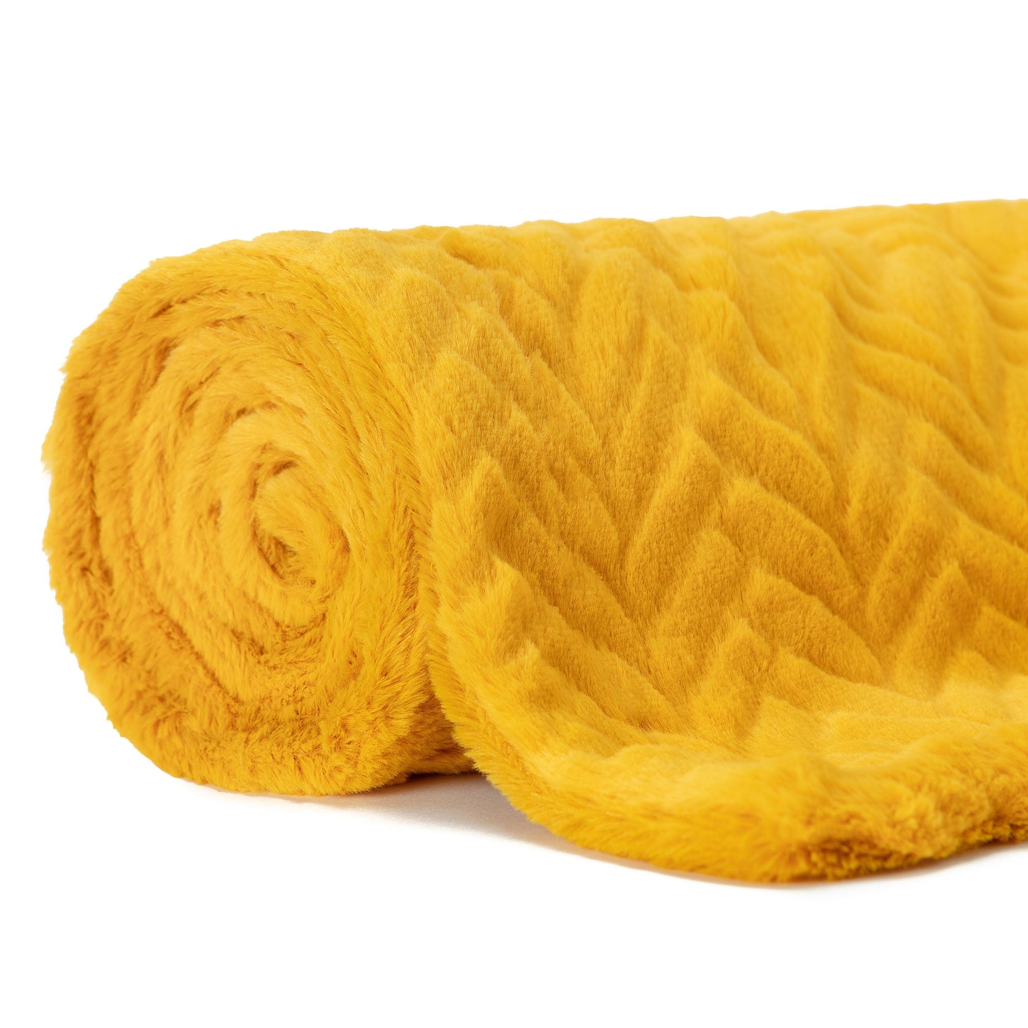 Embossed Faux Fur Throw Blanket-Tolkye