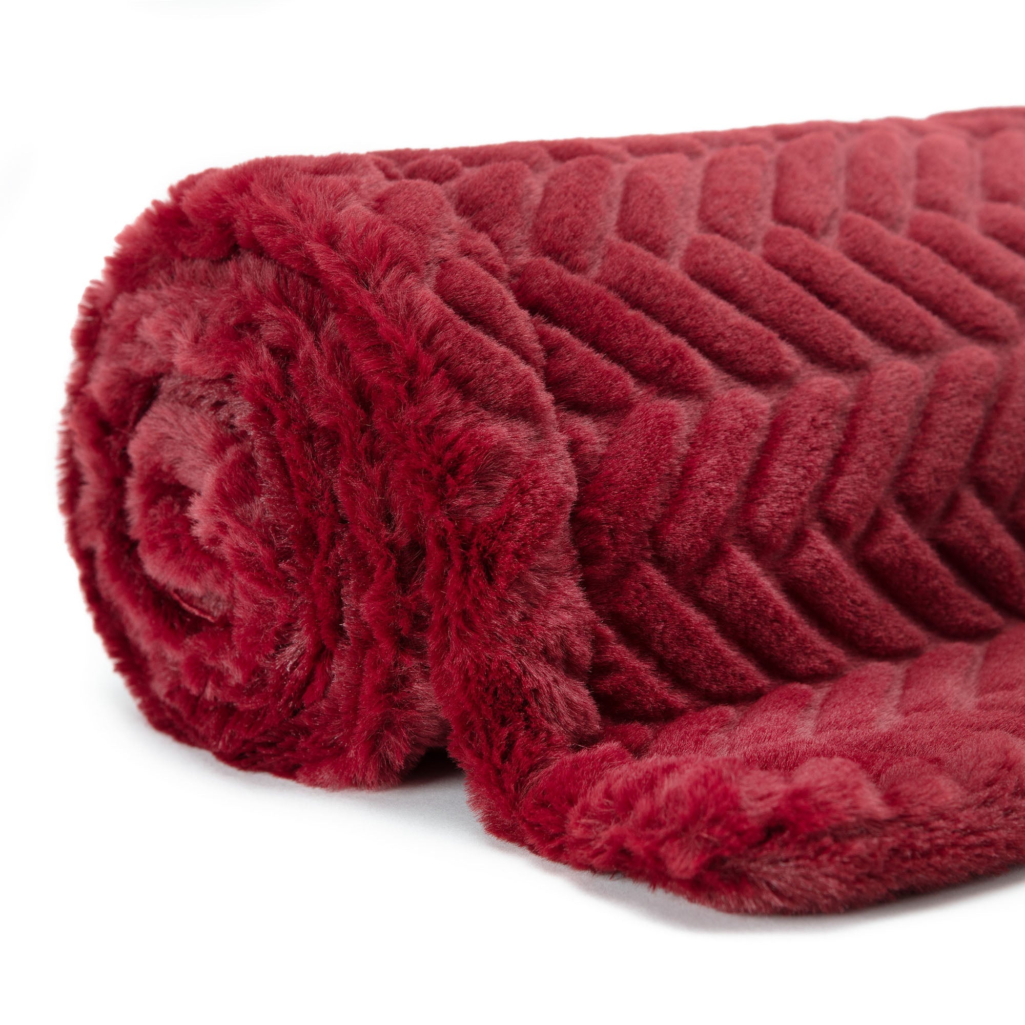 Embossed Faux Fur Throw Blanket-Tolkye