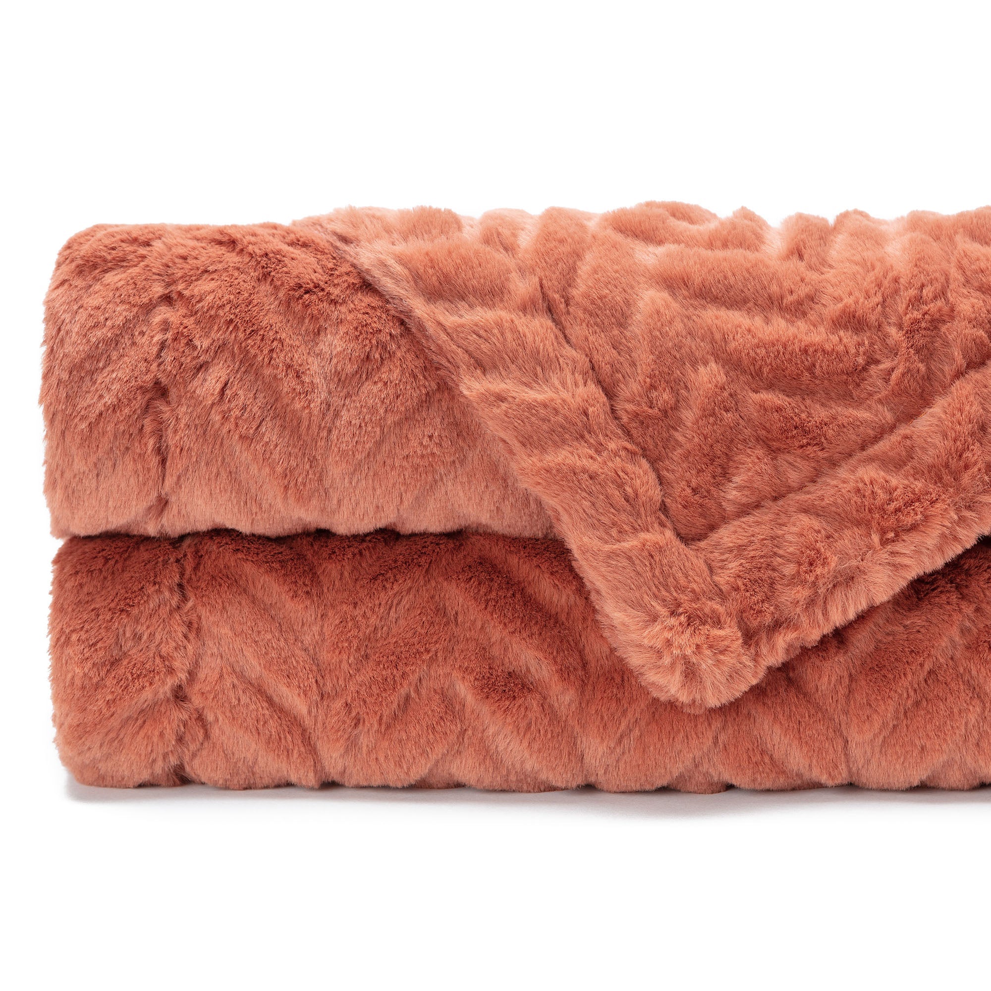 Embossed Faux Fur Throw Blanket-Tolkye