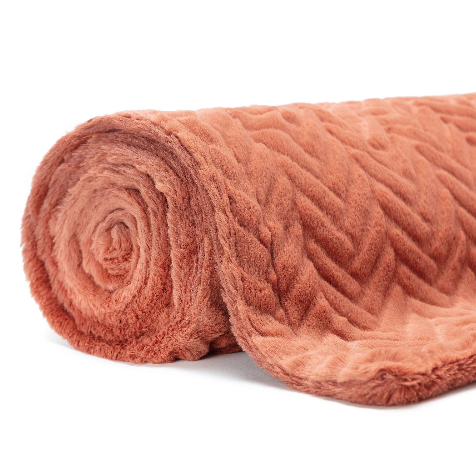 Embossed Faux Fur Throw Blanket-Tolkye